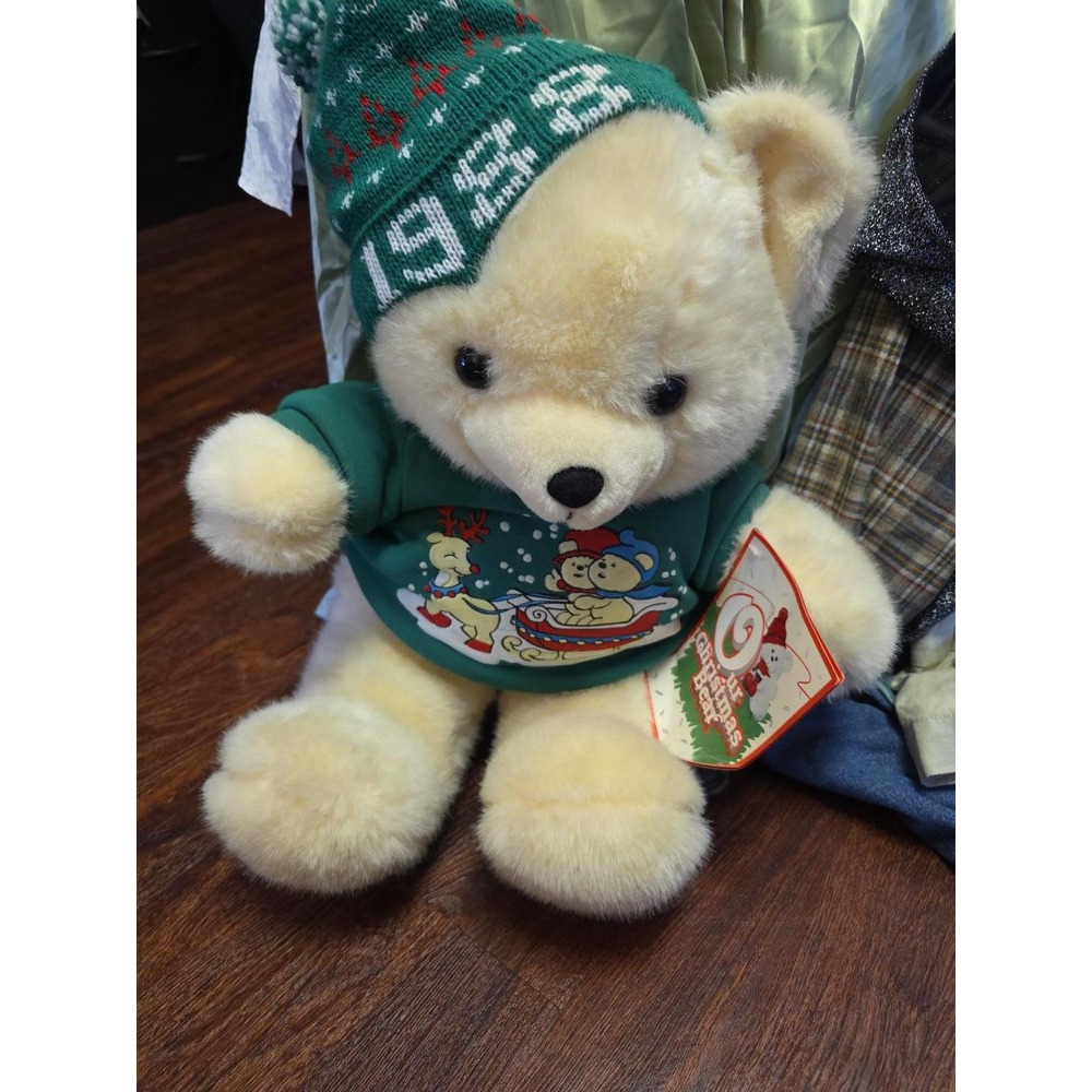 Vintage Kmart Our Christmas Bear Plush Teddy Original Tag Holiday Sweater